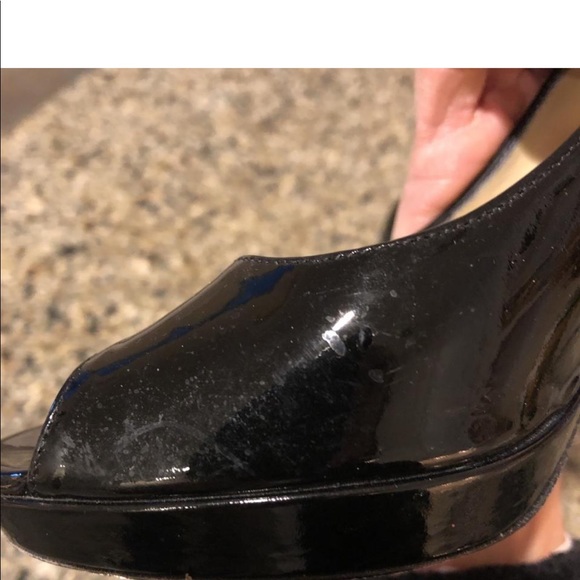 Jimmy Choo Black patent leather peep toe pumps - Picture 6 of 7